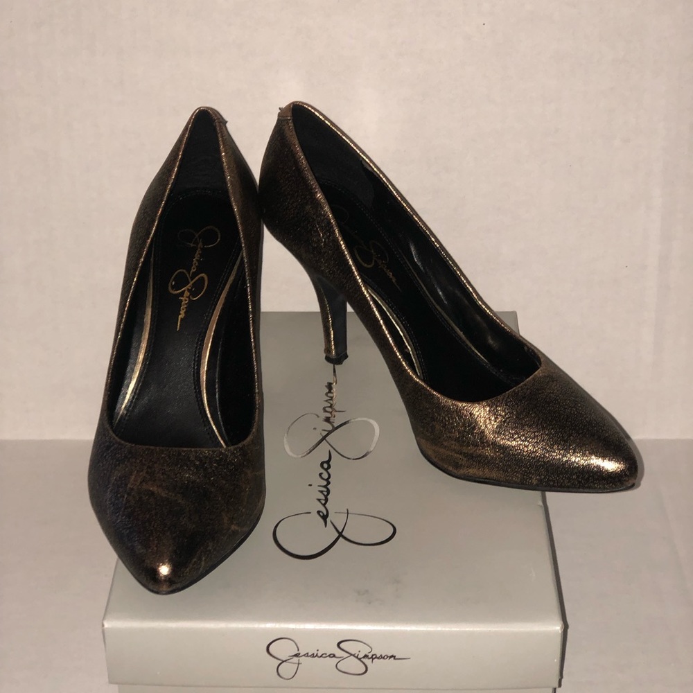 Black and copper heels